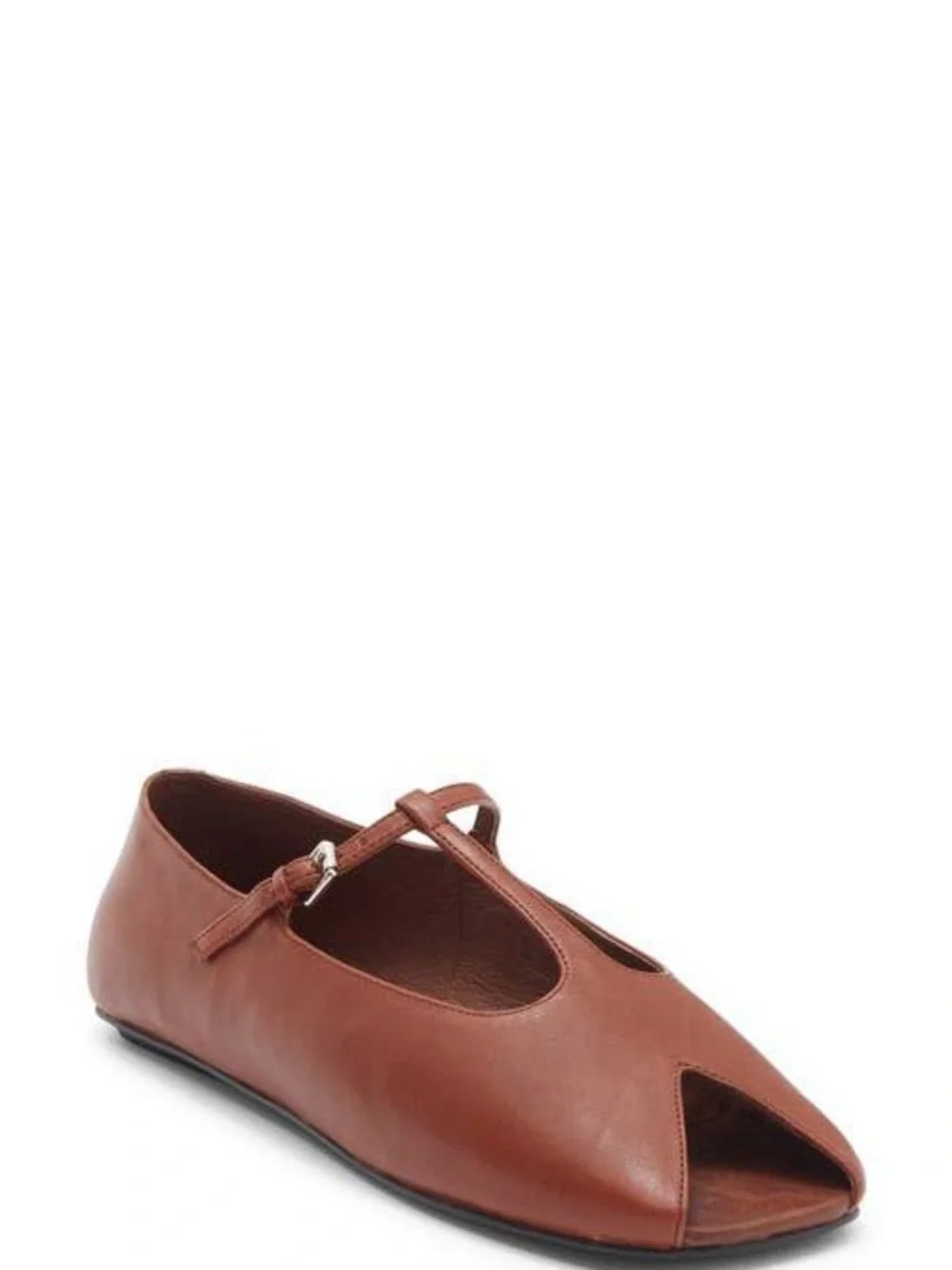 Women's Brown Keeneland T-Strap Peep Toe Flat